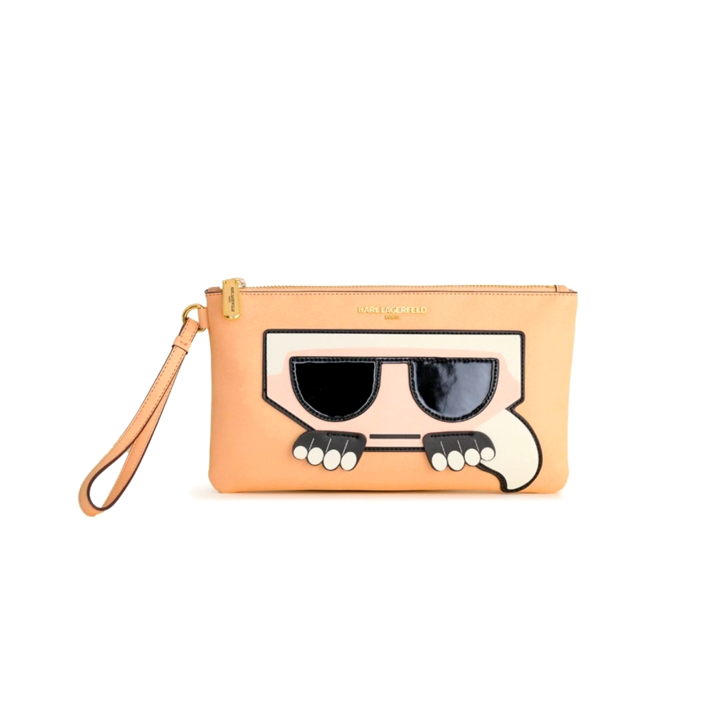 🆕KARL LAGERFELD Maybelle Wristlet Fwn/Blk